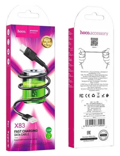 Լար հեռախոսի Hoco X83 TypeC Black